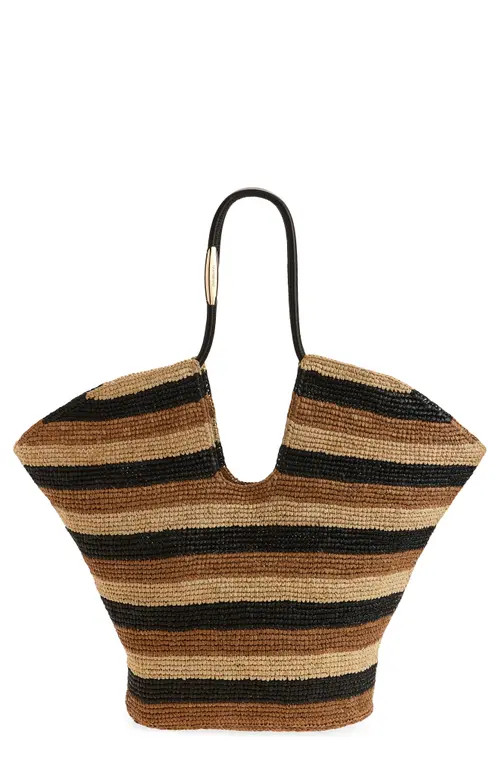 Zimmermann Large Goldentime Stripe Raffia Tote in Black Stripes at Nordstrom | Nordstrom