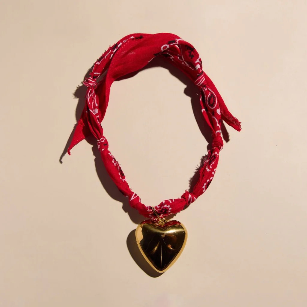 Red Bandana Necklace | Nickel and Suede