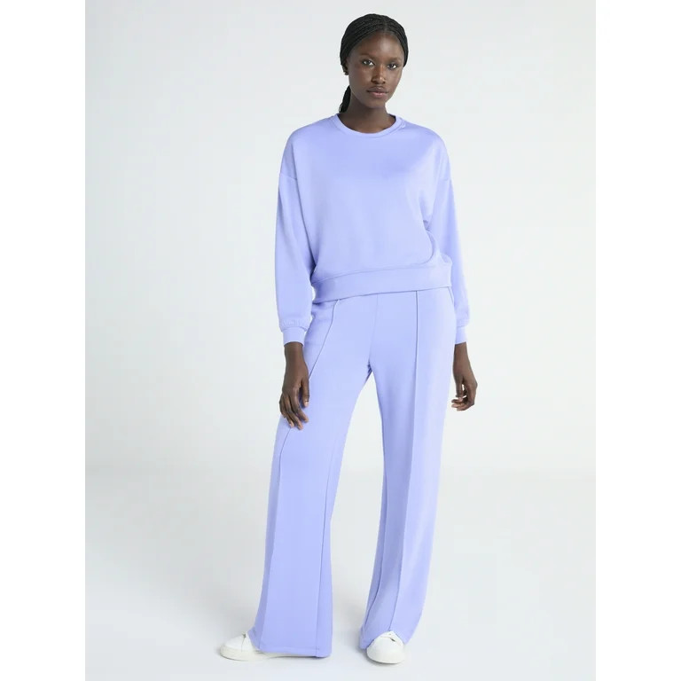 Scoop Women's and Women's Plus Ultimate ScubaKnit Cropped Sweatshirt with Drop Sleeves, Size XS-4... | Walmart (US)