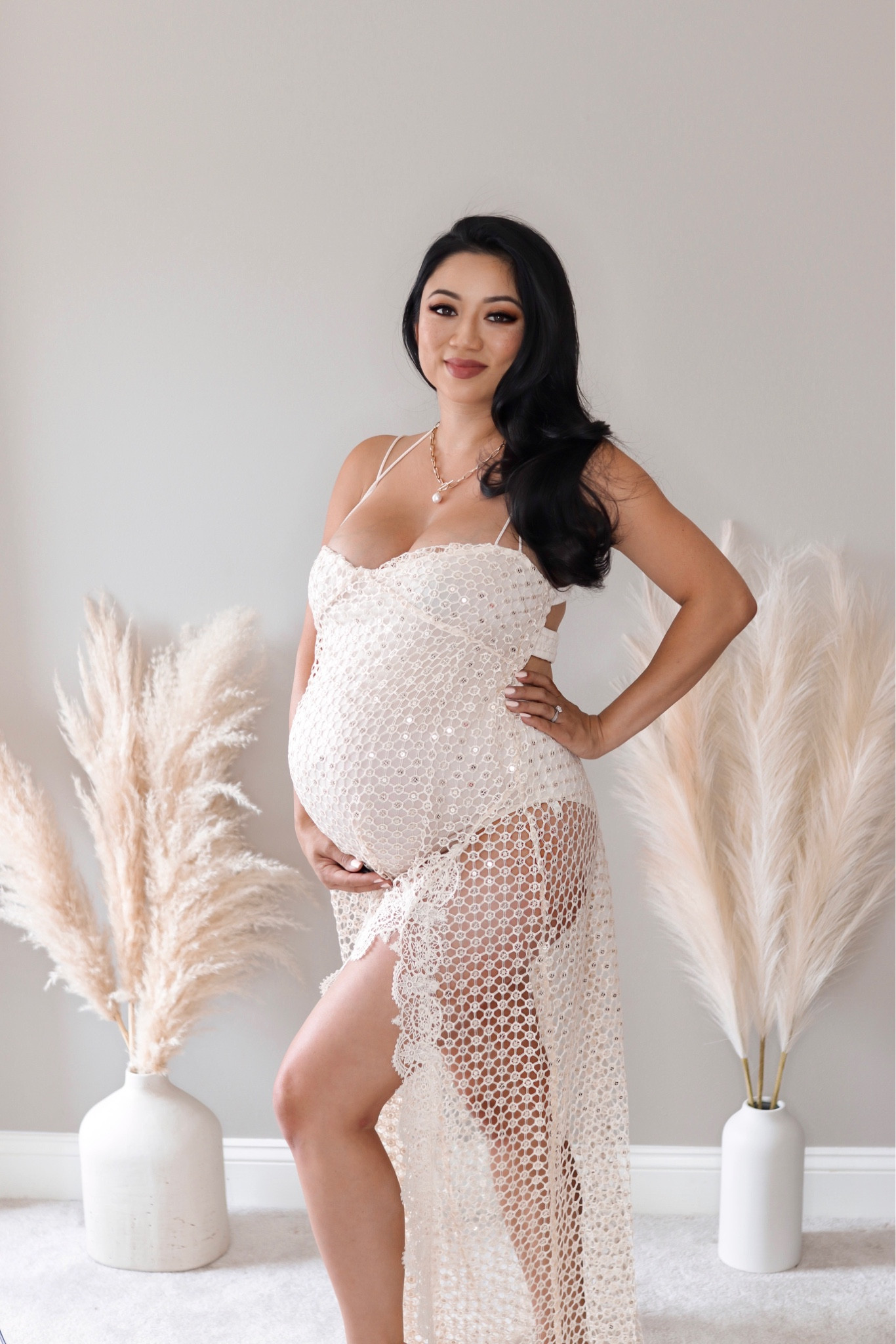 Smoke & Mirrors Bodysuit // So sultry and stunning, this statement-making bodysuit features a crisscross, strappy neckline and sheer, lacey overlay with shiny mirrored embellishments throughout, side-slit detailing, and a low back. Wearing sz regular large. Not maternity from Free People. 

#LTKSeasonal #LTKbump #LTKstyletip