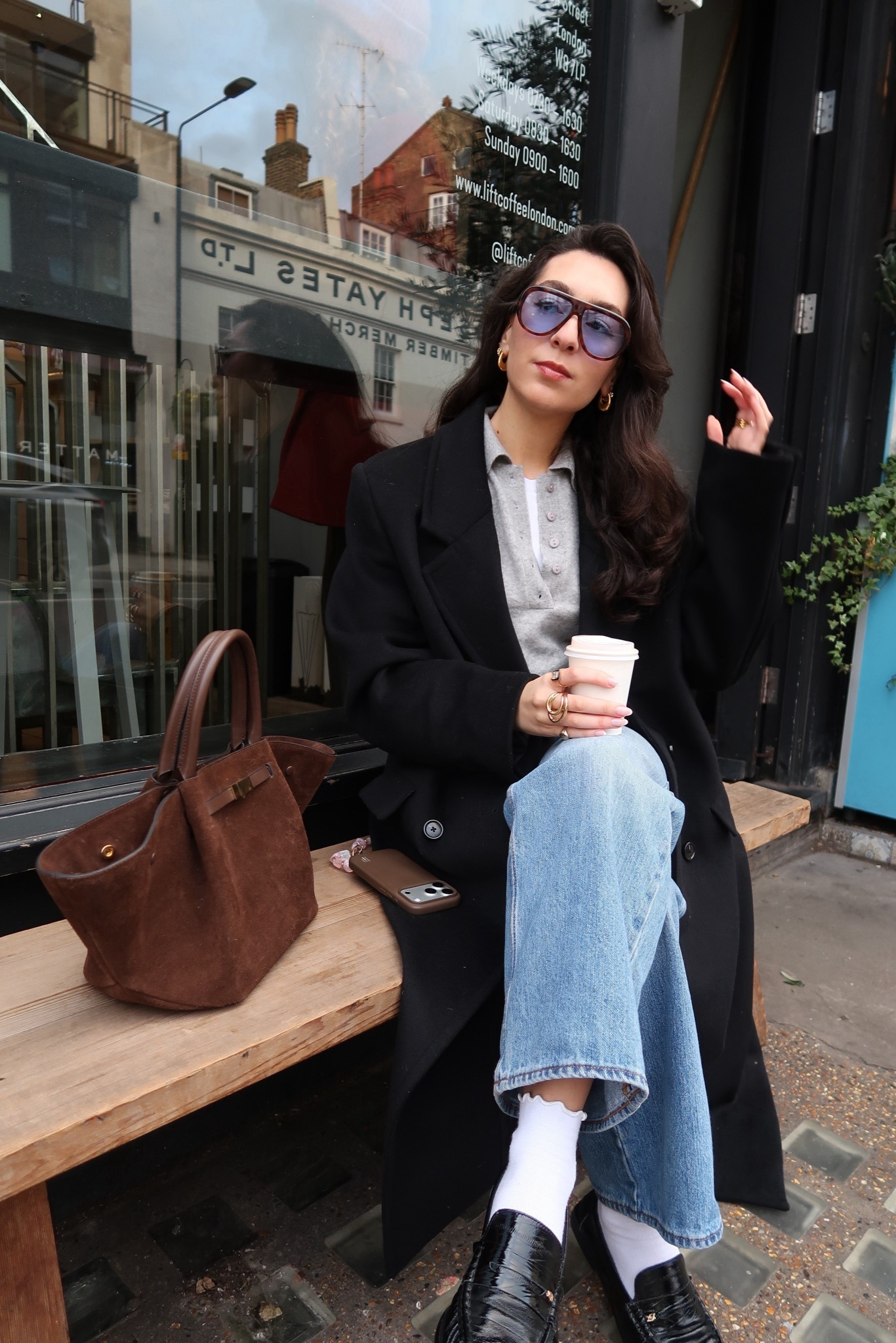 Weekend outfit, grey polo, black double breasted coat, jeans, loafers, demellier bag

#LTKuk #LTKwinter #LTKeurope