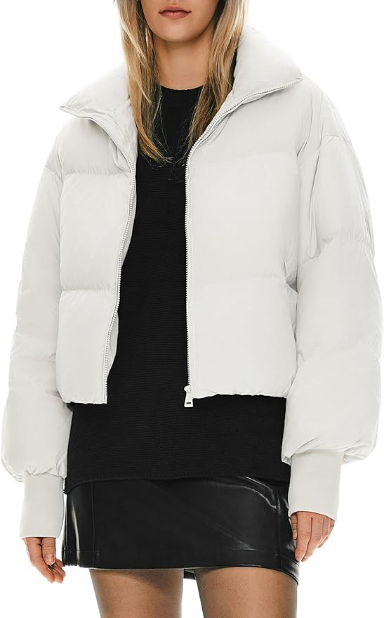 Orolay Women's Winter Oversized Cropped Puffer Jacket Zip Up Short Down Coat Stand Collar Baggy O... | Amazon (US)