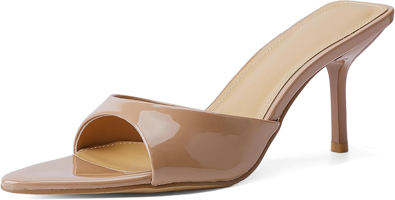 QIV Leopard Kitten Heels Pointed Toe Mule Heels for Women Open Toe Kitten Heel for Party Dressy W... | Amazon (US)