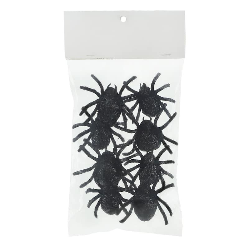 8-Pack Black Mini Spiders | At Home
