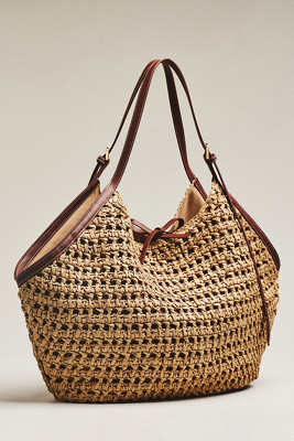 Celandine Oversized Raffia Winged Hobo Bag | Anthropologie (US)