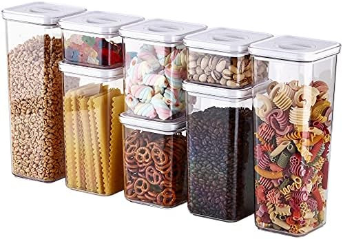 Neoflam Smart Seal 8pc Patent Airtight Kitchen Pantry Canister/Organizer Clear Plastic Container & S | Amazon (US)