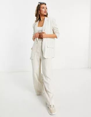 ASOS DESIGN 90s washed linen suit in stripe | ASOS (Global)
