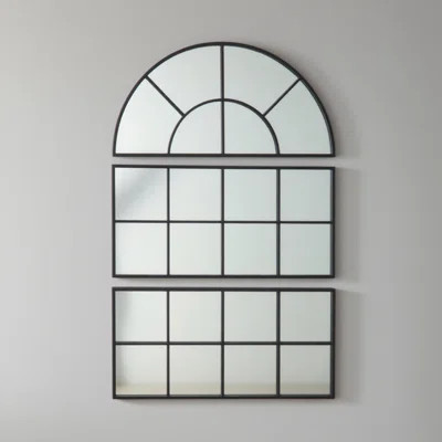 Black Arched Window Pane Mirror, Decorative Arch Window Mirror for Wall | Wayfair North America