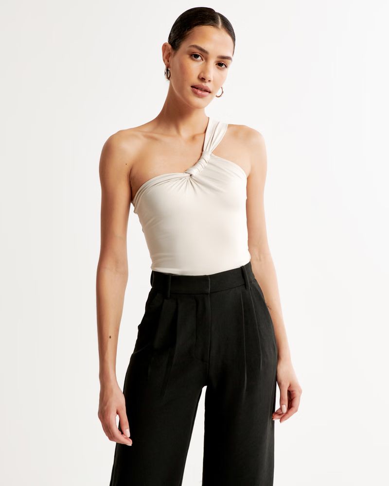Sleek Seamless Fabric One-Shoulder Twist Top | Abercrombie & Fitch (US)