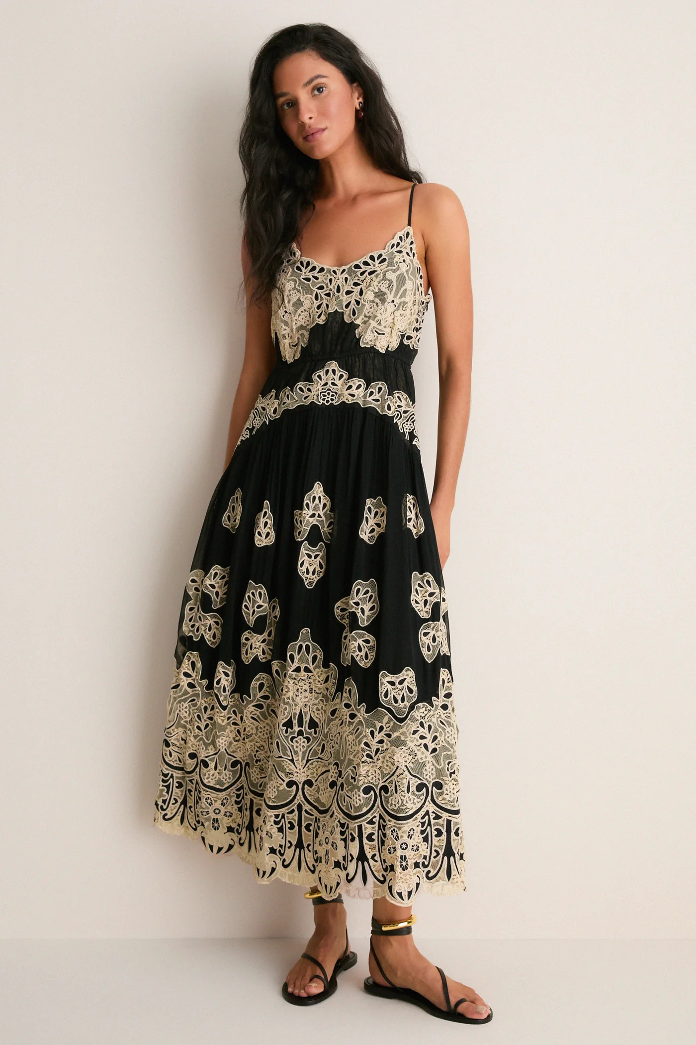 Black Gracelyn Lace Embroidery Maxi Slip Dress | Tuckernuck (US)