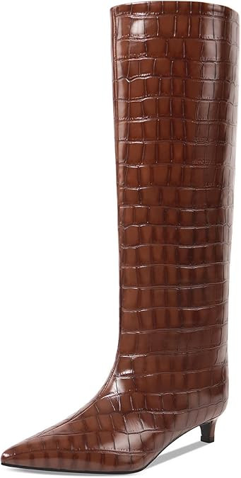 Kitten Heel Knee High Boots for Women, 1.5-in Stiletto Low Heel Long Boots Women Knee High, Women... | Amazon (US)