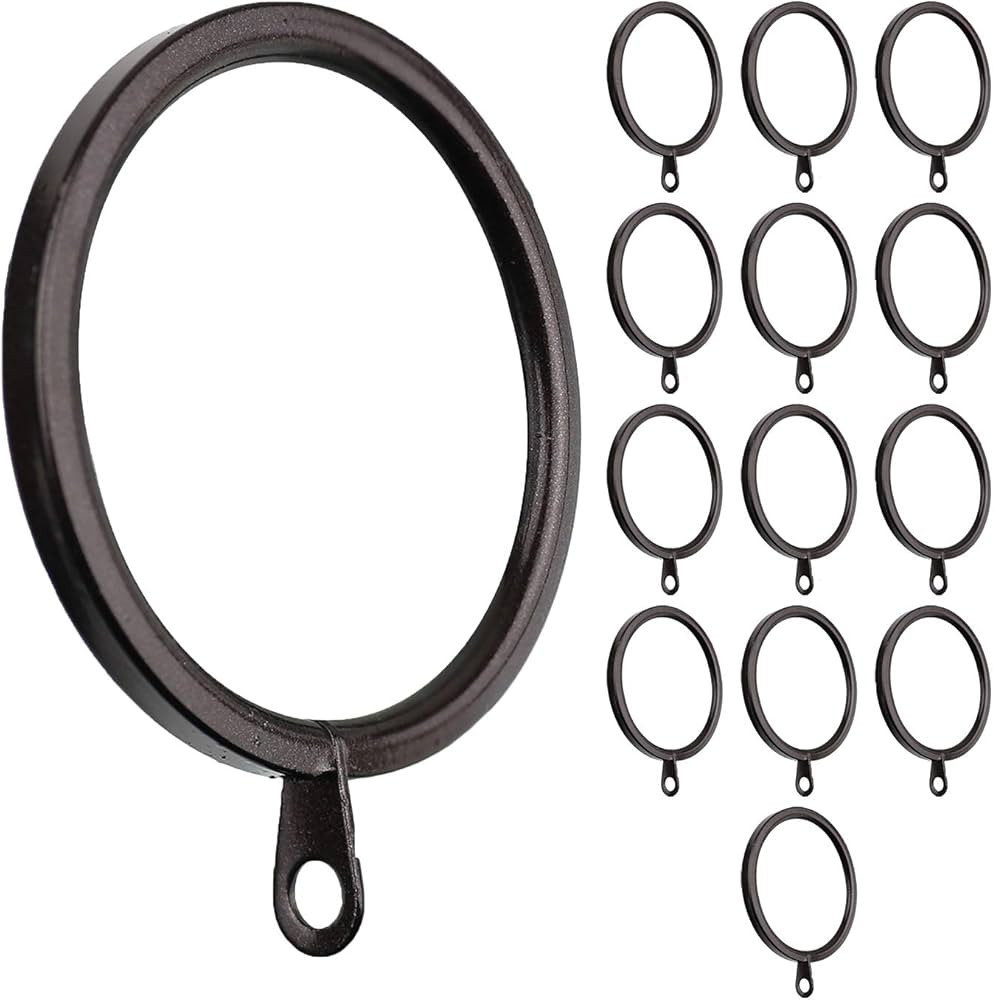 Meriville 14 pcs Oil-Rubbed Bronze 1.5-Inch Inner Diameter Metal Flat Curtain Rings with Eyelets,... | Amazon (US)