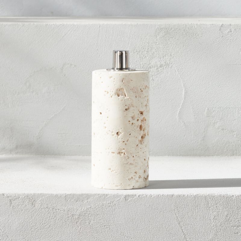 Somerset White Travertine Oil Lamp Small by Ross Cassidy | CB2 | CB2