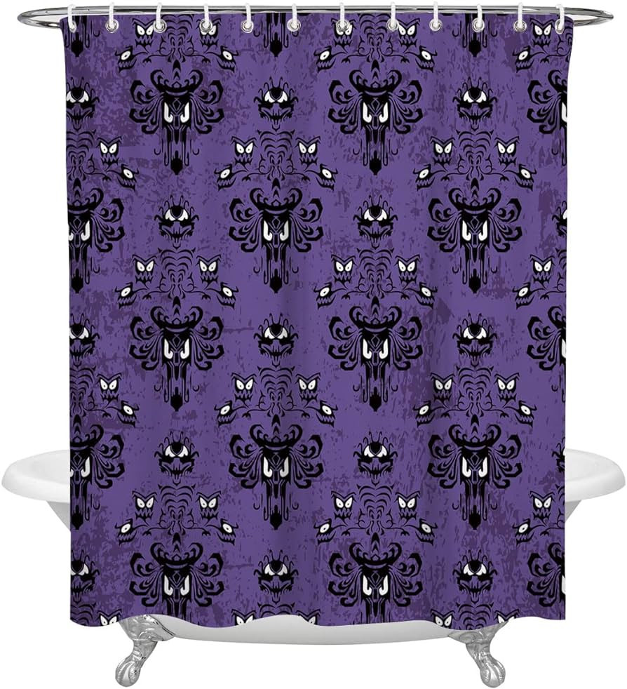 BestLives Halloween Shower Curtain 72 x 72 Inches Haunted Mansion Ghost Purple Bath Curtain Water... | Amazon (US)