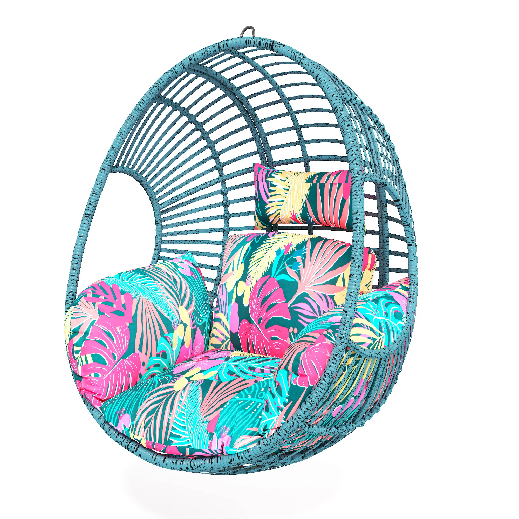 Outdoor/Indoor Wicker Tear Drop Hanging Chair (Stand Not Included), Blue | Wayfair North America