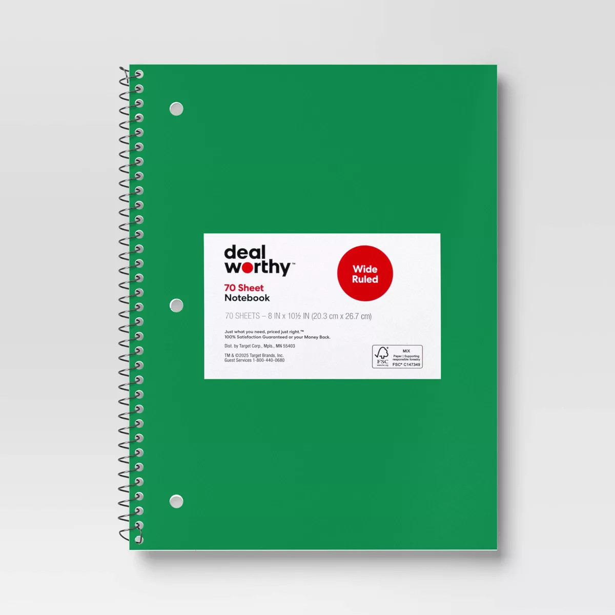 Subject Spiral Notebook Wide Ruled - Dealworthy™ | Target