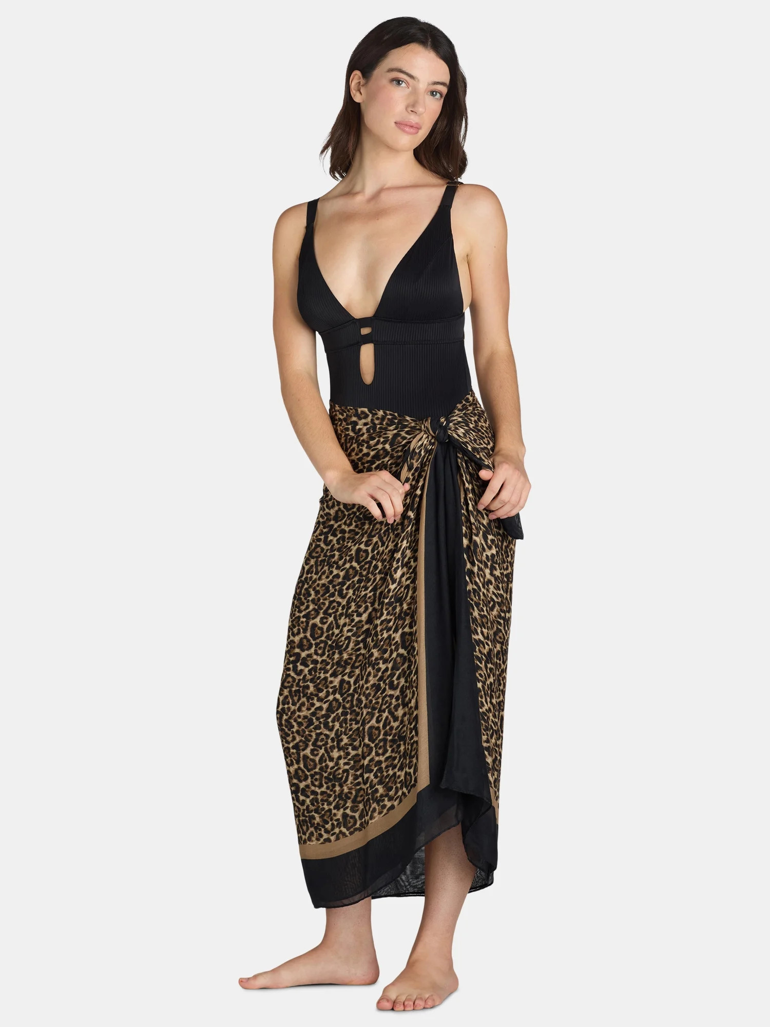 Time and Tru Women's Print Pareo, One Size, Leopard | Walmart (US)