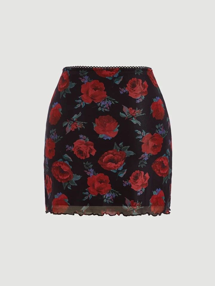 SHEIN MOD Feest Bloemen Volledig geprint Rok Plooiingen | SHEIN