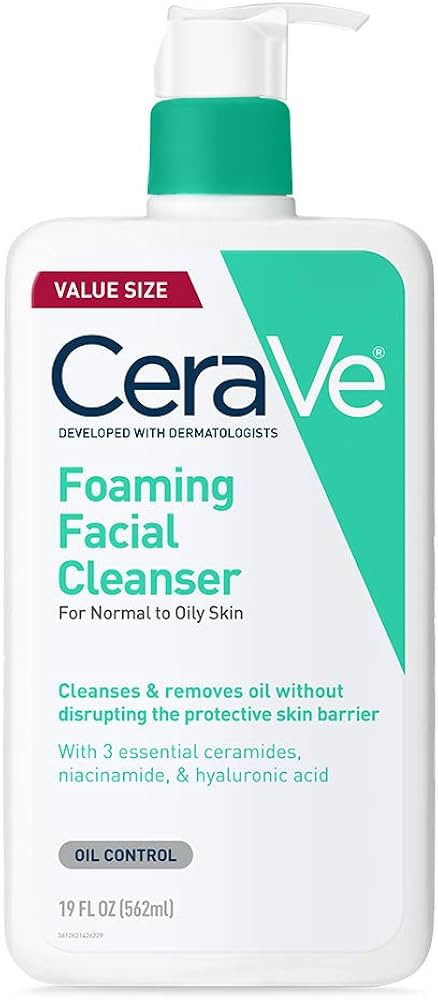 CeraVe Foaming Facial Cleanser | Daily Face Wash for Oily Skin | Hyaluronic Acid + Ceramides + Ni... | Amazon (US)