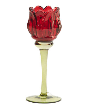 7.25in Glass Figural Tulip Taper Candle Holder | Furniture & Lighting | Marshalls | Marshalls