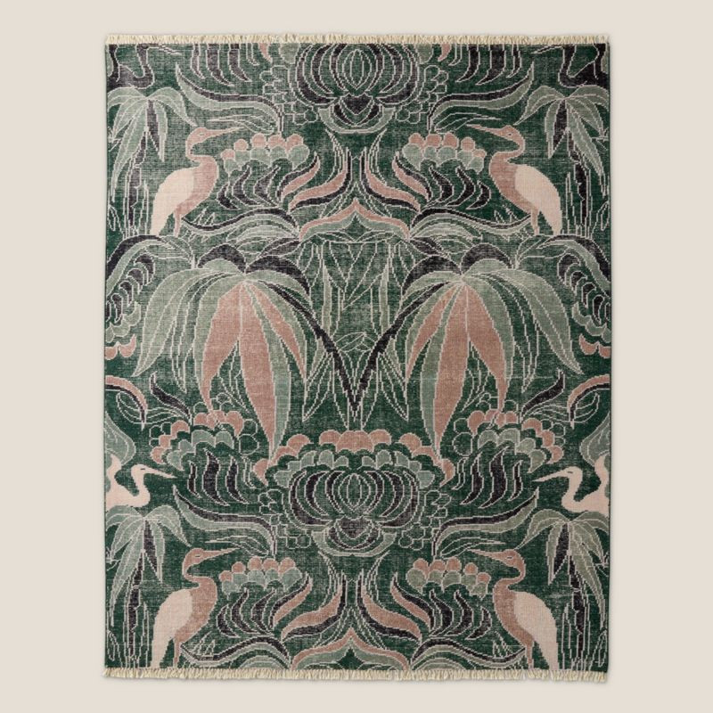 Plumage Hand-Knotted Smoked Green Wool Area Rug 8'x10' | CB2 | CB2