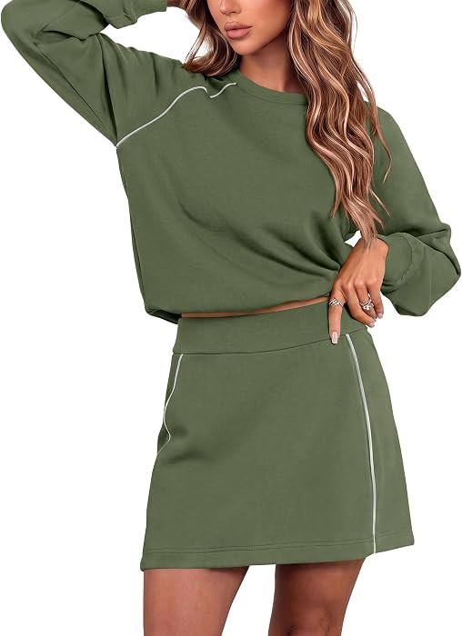 PRETTYGARDEN Women's Two Piece Airport Outfits Matching Skirt Sets | Amazon (US)