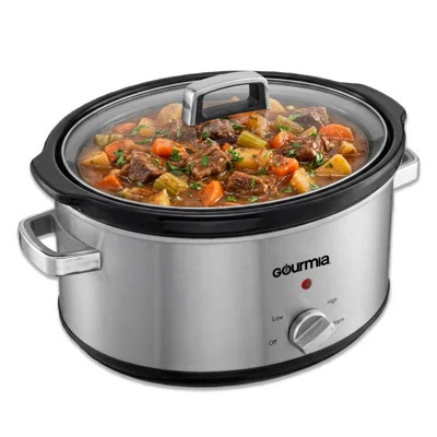 Gourmia 7 Qt Slow Cooker, 3 Heat Settings, Removable Ceramic Pot, Stainless Steel | Wayfair North America