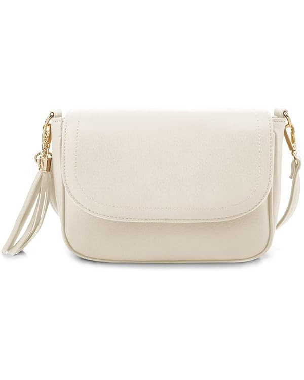 EVVE Small Crossbody Bags for Women Trendy Flap Saddle Purses with Tassel Vegan leather Shoulder ... | Amazon (US)