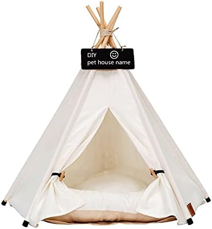 Pet Teepee Dog & Puppy Cat Tents Tipi Bed Portable Houses with Thick Cushion for Pets Up to 20lbs | Amazon (US)