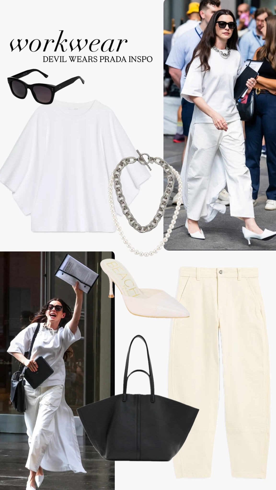 The Devil Wears Prada 2 workwear casual outfit inspiration 

Workwear style 
Monochrome look
Workwear outfit collage 

#LTKWorkwear #LTKFindsUnder100