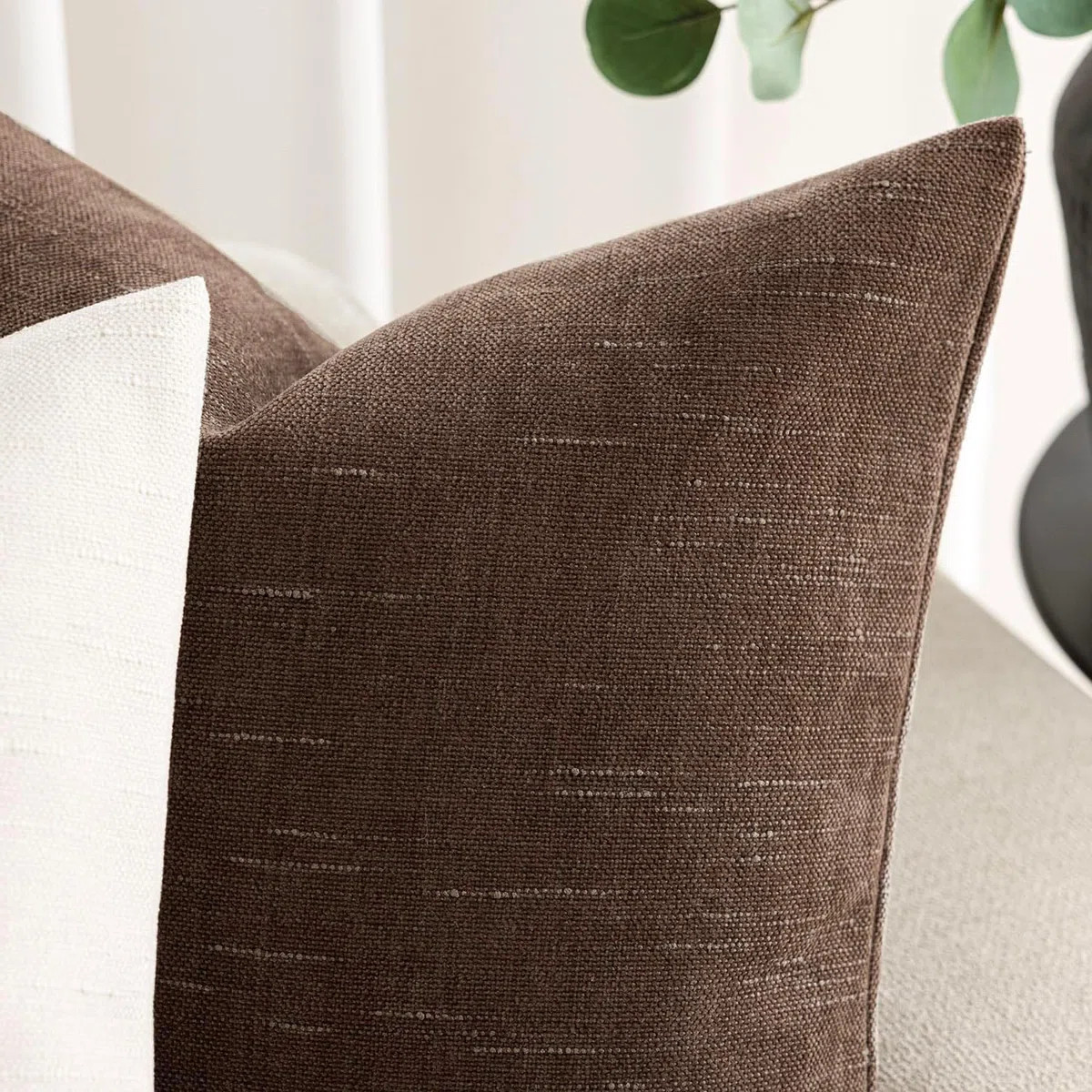 Set of 2 Soft Textured Chenille Throw Decorative Pillow Covers Square Accent Solid Cushion Cover ... | Wayfair North America