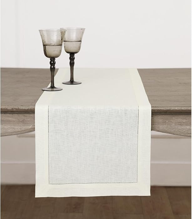 Solino Home Linen Ivory Table Runner 72 Inches Long - 100% Pure Linen Hemstitch Table Runner 14 x... | Amazon (US)