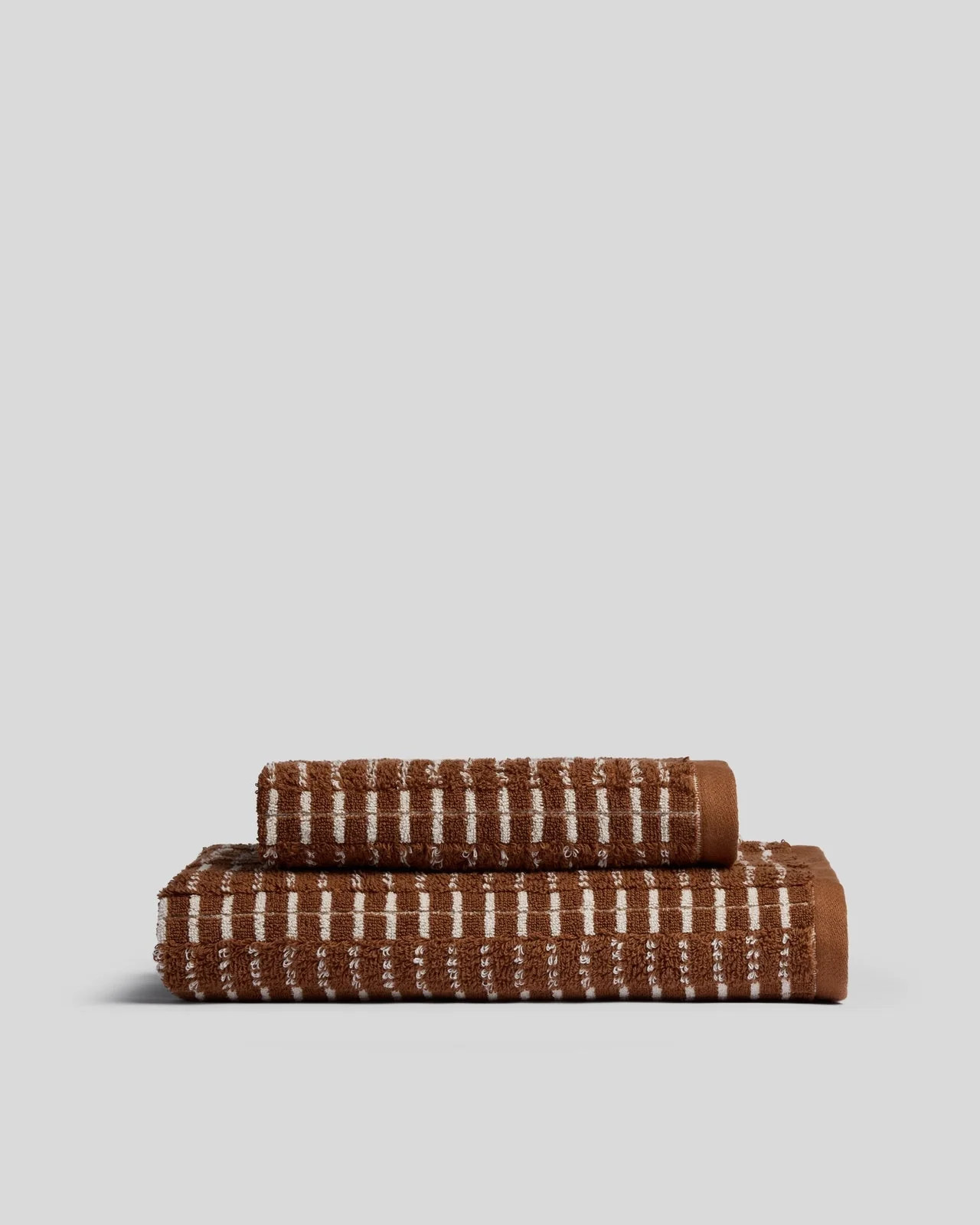 Organic Ladder Stripe Towels (Tobacco and Cream) | Parachute