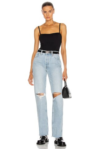 RE/DONE Originals 90s High Rise Loose in Breezy Indigo With Rips | FWRD | FWRD 