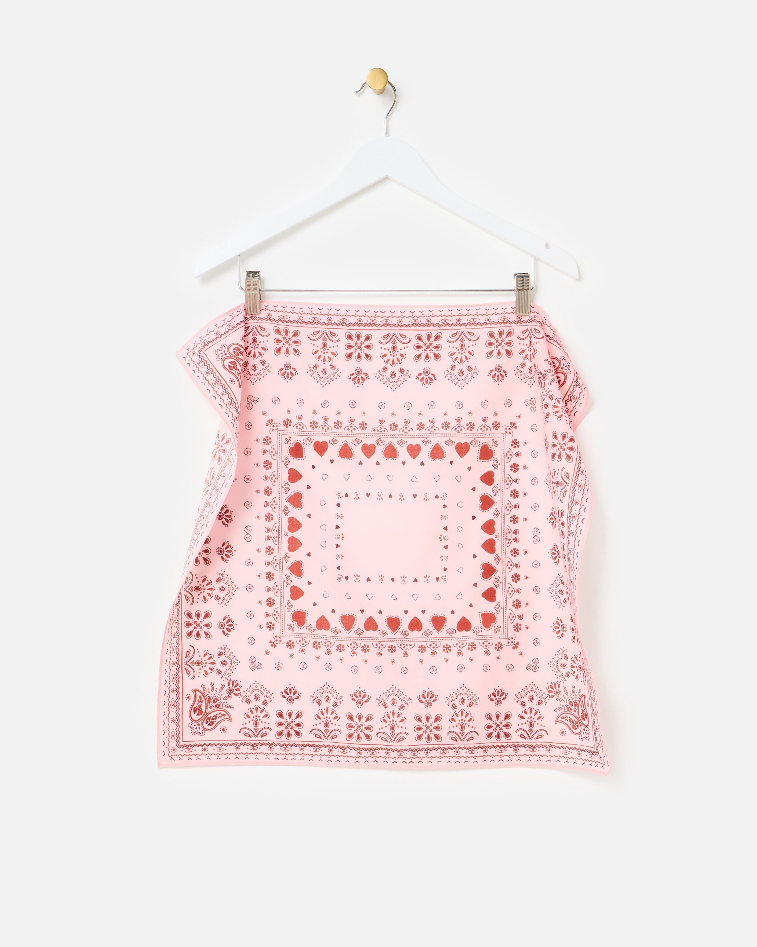 Pink Heart Bandana Cotton Square Scarf | Oliver Bonas | Oliver Bonas (Global)