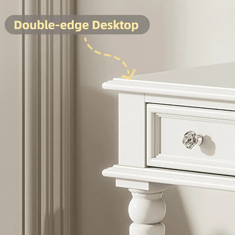 Spaco Retro Makeup Desk, 3-Drawer Dressing Table with Large Mirror, Elegant Console Table for Ind... | Walmart (US)