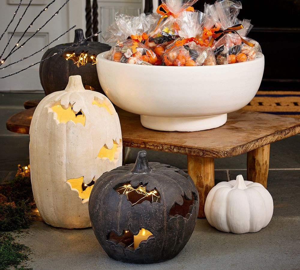 Terracotta Bat Cutout Pumpkin | Pottery Barn (US)