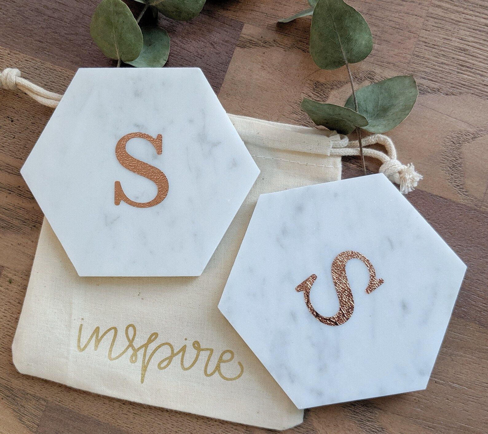 Custom Personalized Monogram Marble Coaster Set of 2/Set of 4 (Home Decor, Housewarming, Wedding,... | Etsy (US)