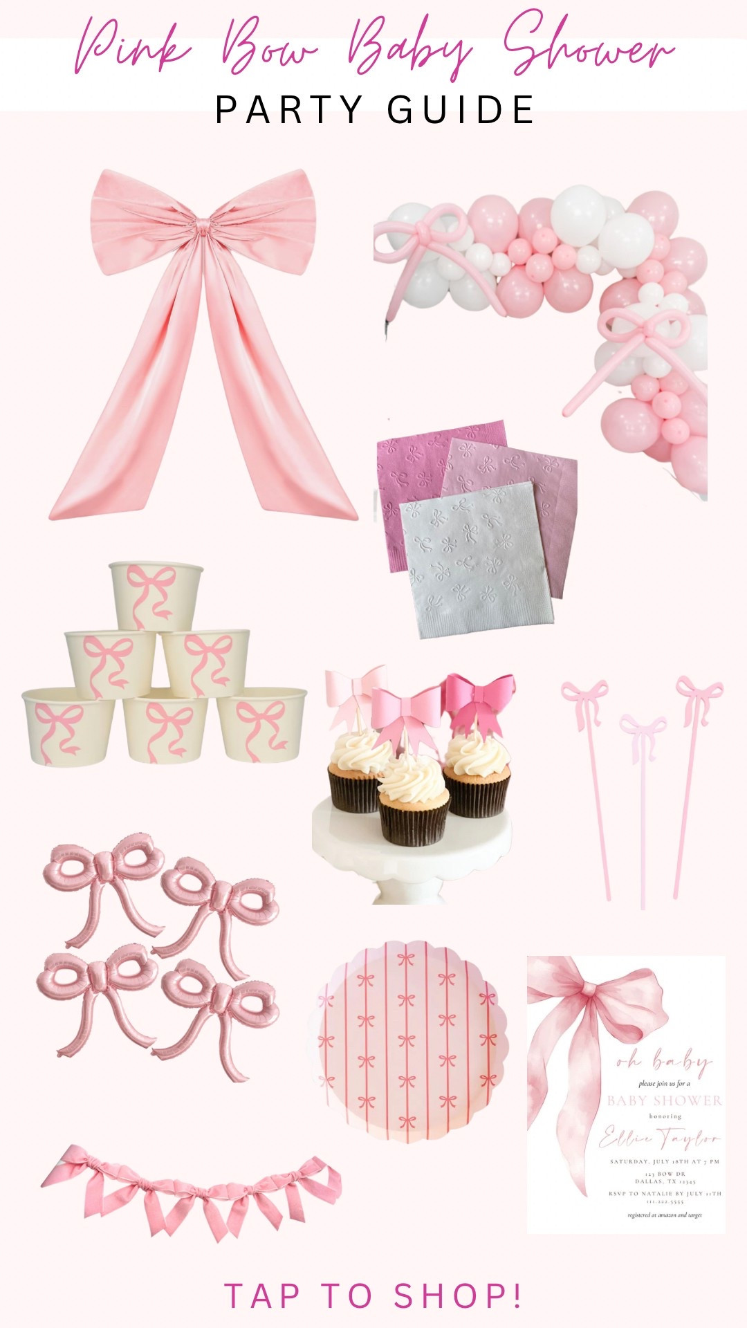 Pink Bow Baby Shower Party Guide/Decor! #pinkbowbabyshower #girlbabyshower #pinkbowpartydecor #pinkbowparty #coquettepinkbow #etsypartydecor #amazonpartydecor 

#LTKParties #LTKBump #LTKBaby