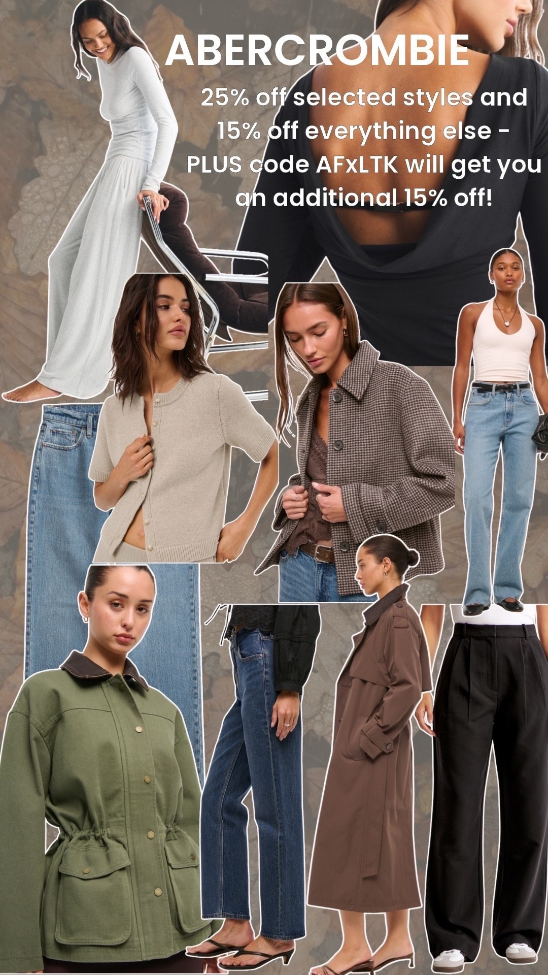 Autumn wardrobe essentials on sale at Abercrombie this weekend - 25% off selected items - 15% off everything else and get an additional 15% with code AFxLTK at checkout! 

I personally love their denim jeans - Sloane trousers that are great for workwear and the weekend. They also have an amazing range of autumn jackets - including this adjustable waist barn jacket and loungewear for fall. 

#LTKuk #LTKautumn #LTKjeans