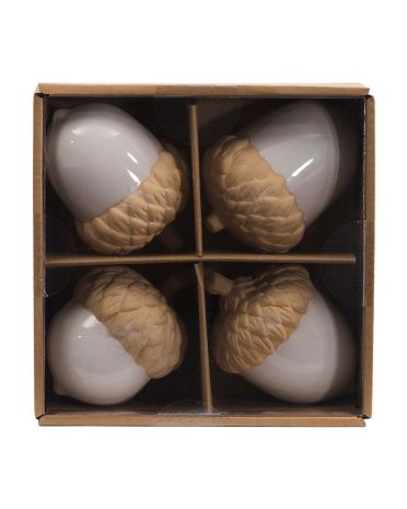 Set Of 4 4in Ceramic Acorns | TJ Maxx