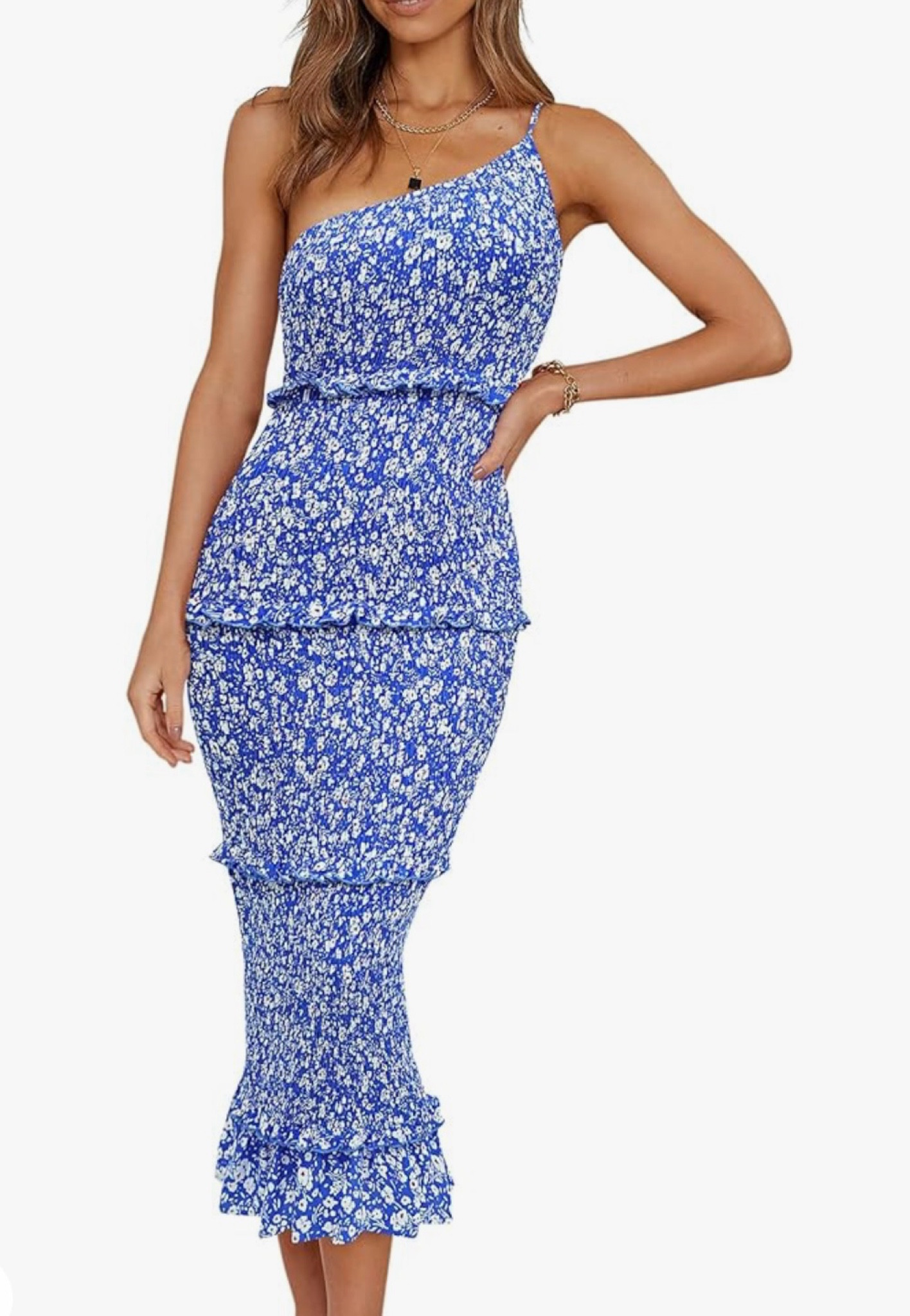 Blue floral one shoulder summer dress. Super fast shipping 

#LTKSaleAlert #LTKSeasonal #LTKFindsUnder50