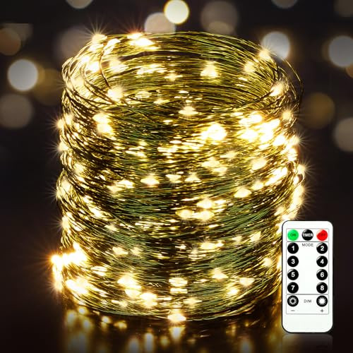 Twinkle Star 300LED 99ft Fairy Lights Green Wire Christmas Tree Lights, USB Powered, Waterproof String Lights for Christmas Tree Decor, Party, Wedding, Tree Lights Indoor, Warm White | Amazon (US)