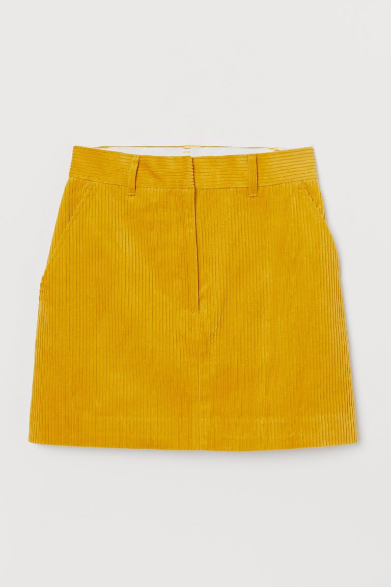 H & M - Cotton Corduroy Skirt - Yellow | H&M (US + CA)