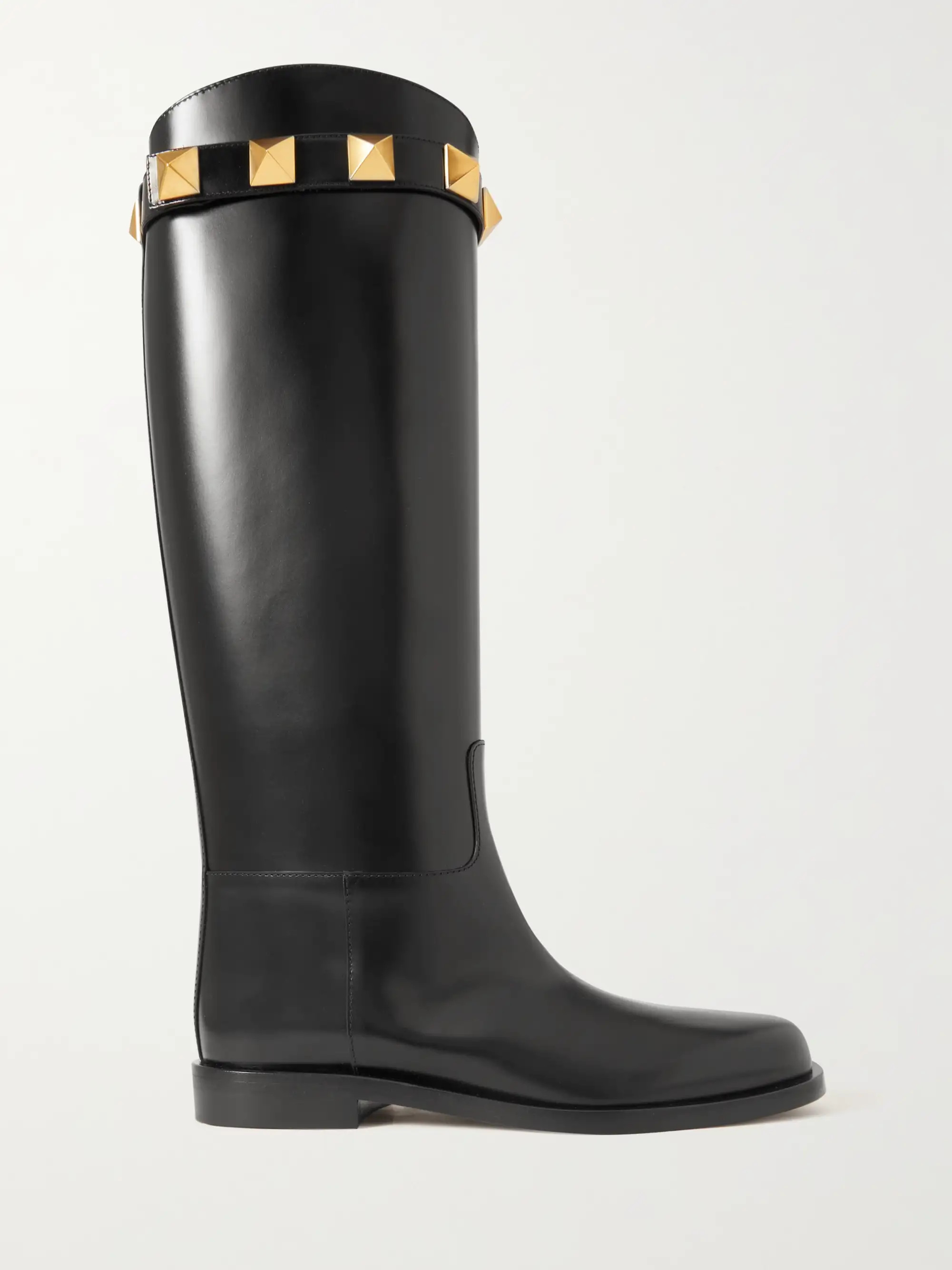 Valentino Garavani Roman Stud leather knee boots | NET-A-PORTER (US)