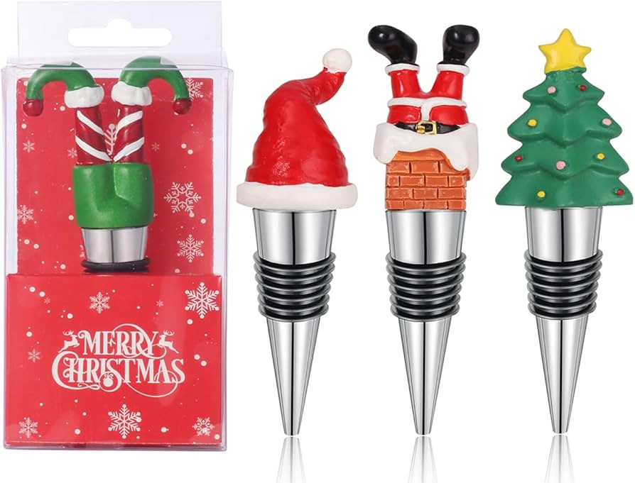 4PCS Christmas Wine Bottle Stopper Santa Hat Wine Stopper Xmas Decorative for Keeping Wine Fresh ... | Amazon (US)