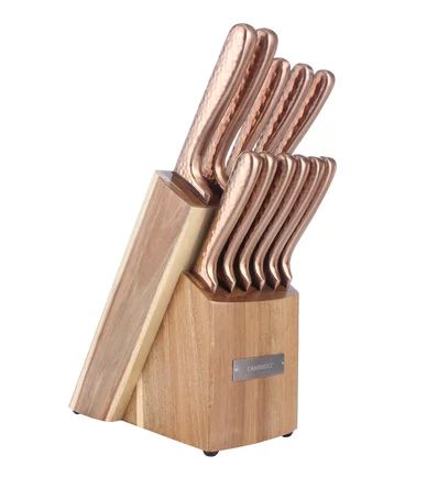Cambridge Silversmiths Rame Hammered Copper 12-Piece Cutlery Set with Block | Wayfair North America