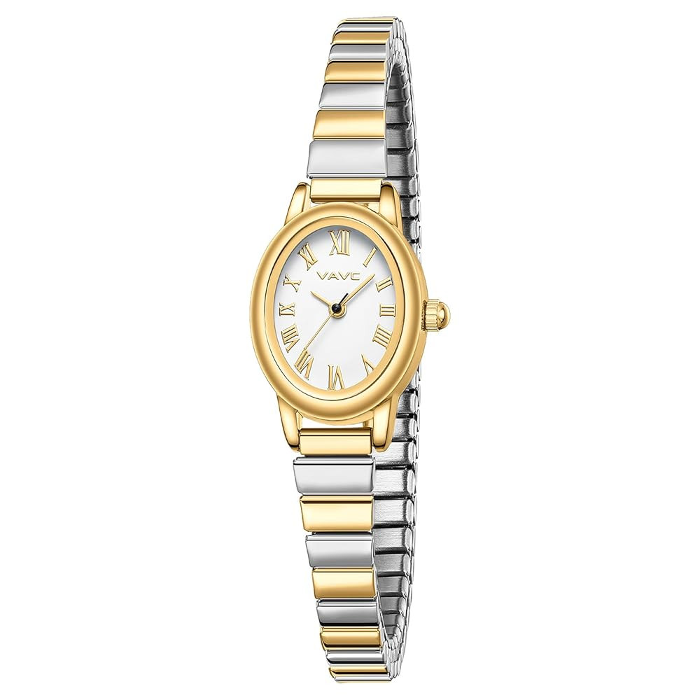 Small Gold Watches for Women,Analog Womens Watch with Stainless Steel Expansion Band,Oval Case Ro... | Amazon (US)