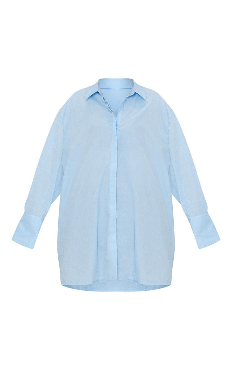 Pale Blue Oversized Cotton Shirt Dress | PrettyLittleThing US