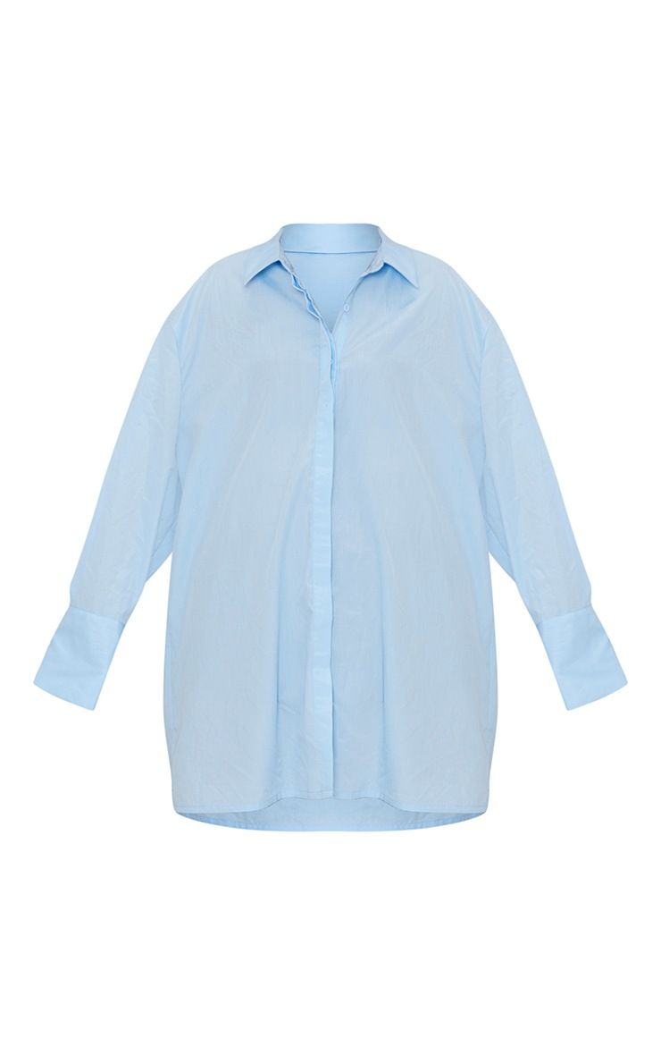 Pale Blue Oversized Cotton Shirt Dress | PrettyLittleThing US